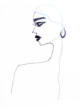 fine line drawing of a womans profile