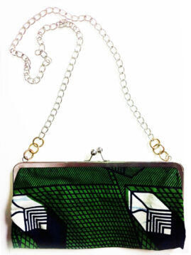 small bag with a green textile abstract pattern