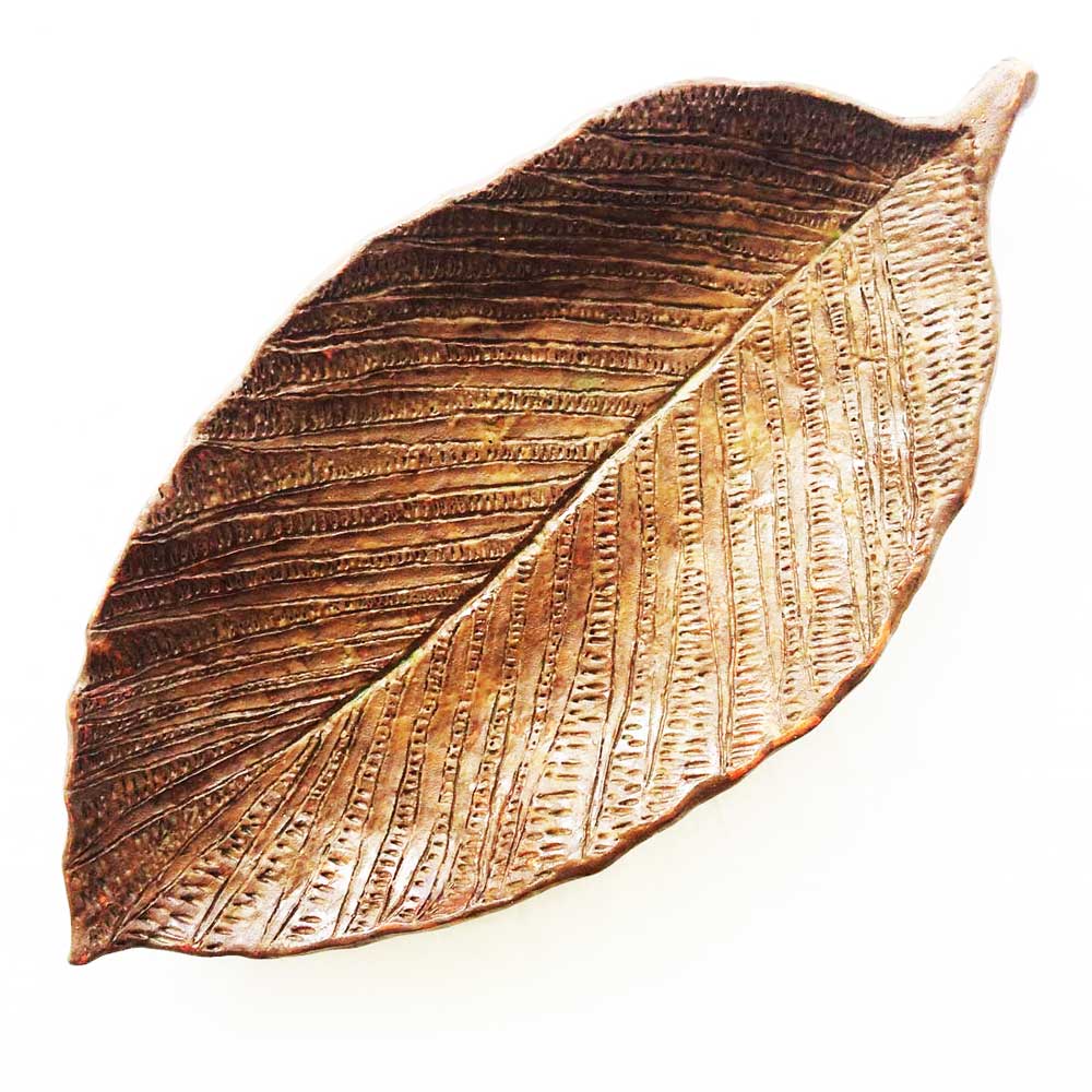 Ceramic Leaf in gold brown